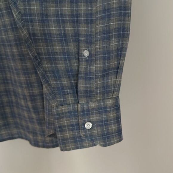 Peter Millar Blue Plaid 100% Linen Button-Up Shirt Mens Long Sleeve Size Large - Picture 5 of 11